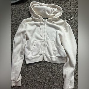 cropped white zip up